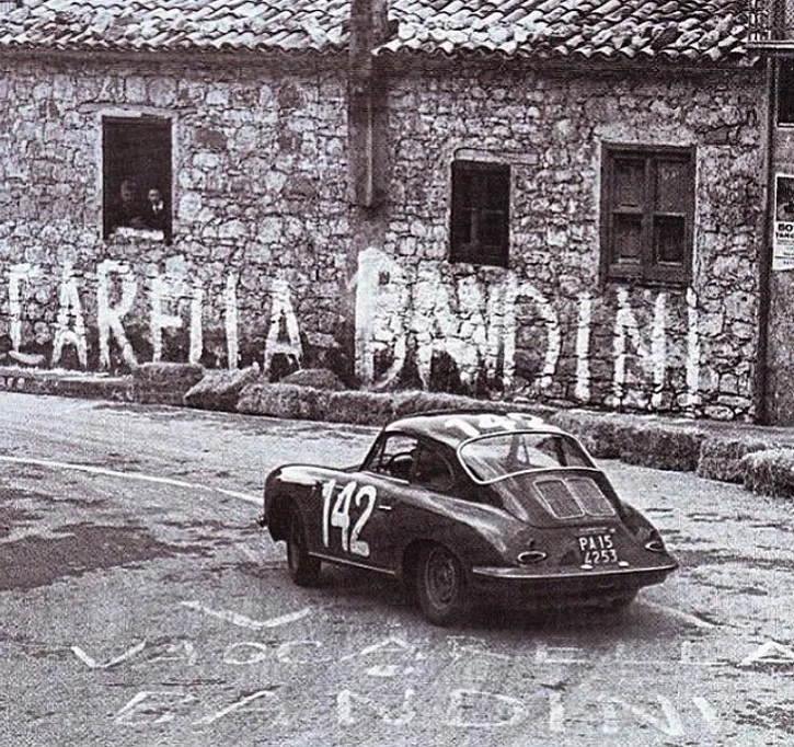 Original black and white photograph: no. 142 at Collesano, Targa Florio 1966