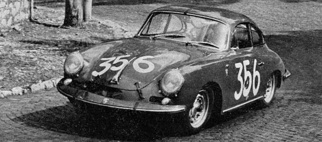 No. 356 at speed, Monte Pellegrino 1964 (black and white)