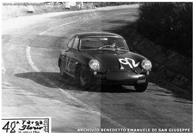 No. 92 on the Madonie circuit, Targa Florio 1964 (black and white)